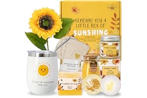 HAPPYPACK Little Box of Sunshine Get Well Gift Basket for Women-8-Piece Care Package, Ideal Birthday Gifts for Women, Best Friend, Mom & Sister, Get Well Soon Gifts for Women After Surgery, Thoughtful Spa Gifts