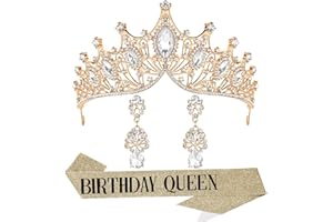 IRYCSSCE princess tiara，birthday princess gold crown for women，prom queen sash and tiara set， gothic tiaras，belle girl aurora crowns， princess adult woman, black swan