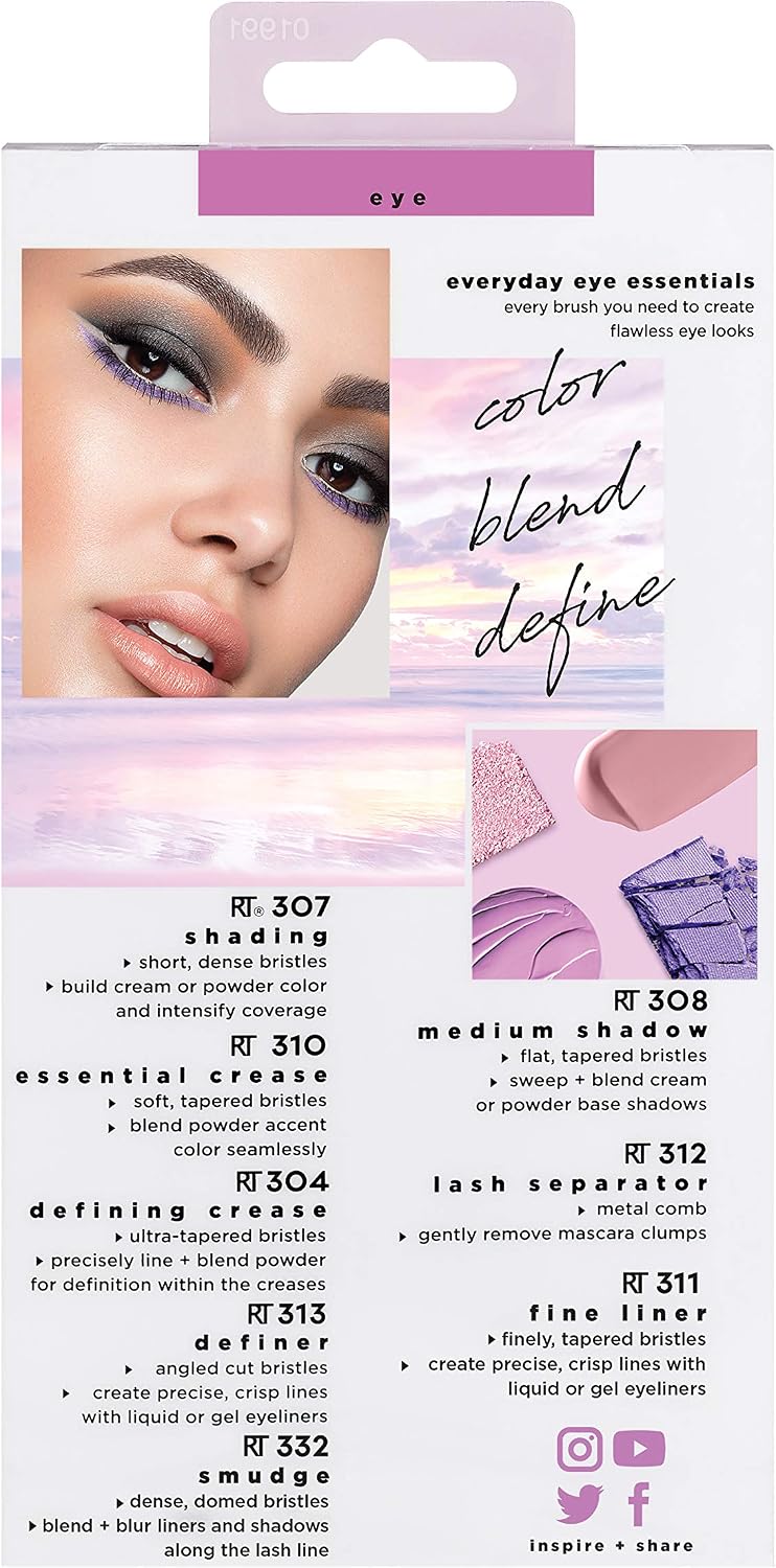 Real Techniques Everyday Eye Essentials Makeup Brush Set, Eye Brushes for Liner Eyeshadow, Brows, and Lashes, Travel - Image 3