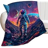 Astronaut Print Blanket Space Planet Galaxy Throw Blankets Gifts for Couch Sofa Bed Stuff Decor Lightweight Soft Cozy Fleece Plush Warm Flannel Bedding for Lover Men Women Boys Girls Kids 40"x50"