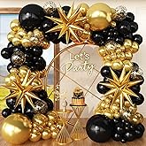 FYUVH Black and Gold Balloon Garland Arch Kit for Birthday Party 2026 Graduation Retirement Bachelorette Party Anniversary Decorations