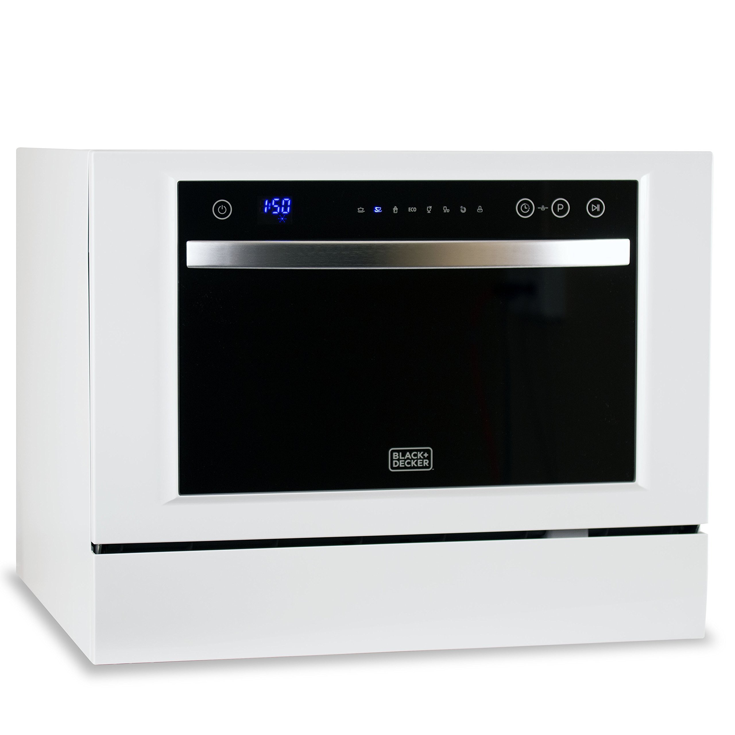 BLACK+DECKER BCD6W Compact Countertop Dishwasher, 6 Place Settings