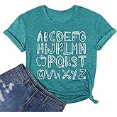 Funny ABC Alphabet Shirts Women Kindergarten Teacher T-Shirt Animals Teaching Life Graphic Tees Top