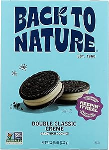 Back to Nature Double Creme Sandwich Cookies, Plant-Based, Non-GMO, Plant-Based, Made with Wheat Flour, Snack Happy, 8.25 oz 
