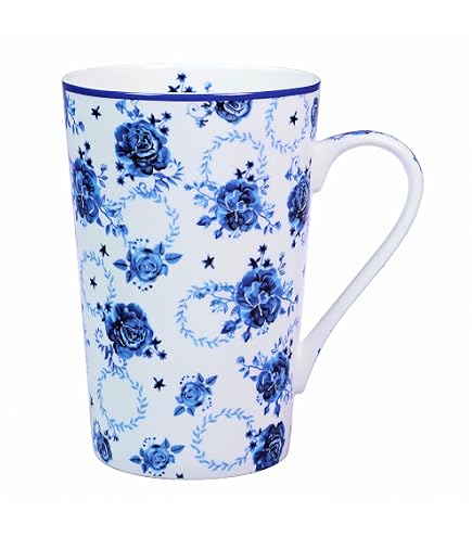 LanHong Tall Coffee Mug Bone China Mug - 17 oz Large Capacity Coffee Tea Mug  with Floral Pattern - Birthday Christmas Gifts for Women Men Friend (Red) :  Amazon.ca: Home