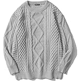 Vamtac Cable Knit Sweater Women Solid Oversized Pullover Sweaters Casual Vintage Crewneck Woven Tops