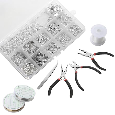 OIZEN DIY Schmuck Basteln mit Zangen Set, Schmuckherstellung Zubehör Schmuckwerkzeuge Reparatur Kit, Schmuckdraht Kette Ohrri
