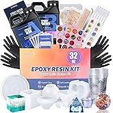 KISREL Epoxy Resin Kit for Beginners, Resin Kit with Molds, 32OZ Epoxy Kit wiht Dried Flowers, Measuring Cups and Resins Supplies