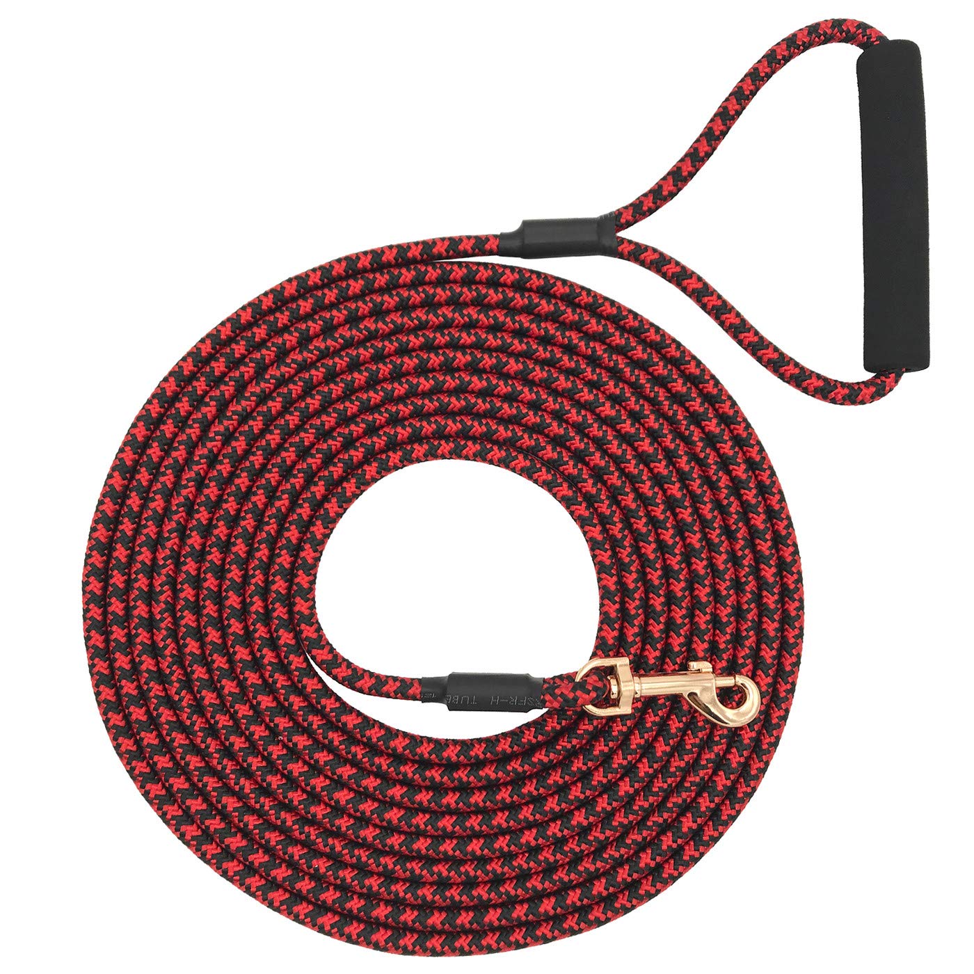 Shorven Nylon Strong Dog Rope Lead Leash Training Dog Lead with Soft Handle 6-20 FT Long Red/Black (Dia:0.3" 15FT)