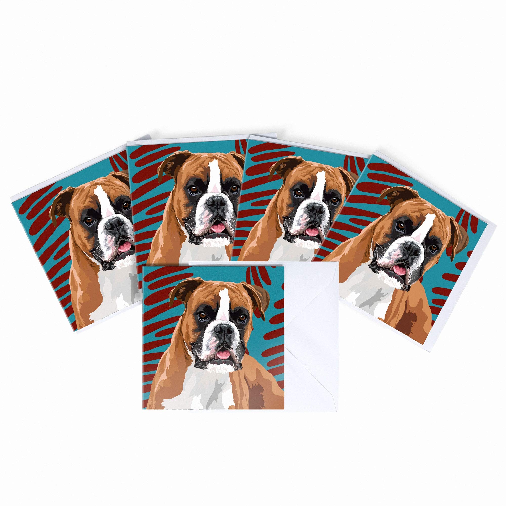 Boxer Blank Greeting Card by Leslie Gerry - Pack of 5 Multipack