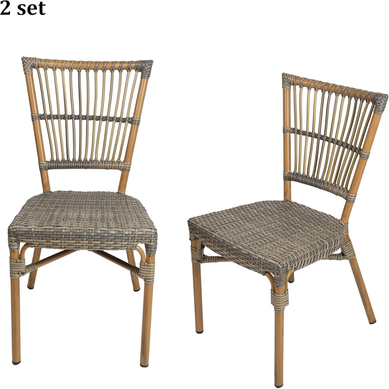 Amazon Com Dporticus Set Of 2 Rattan Chairs Wicker Patio