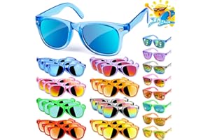 AILEHO Kids Sunglasses Bulk Party Favors - 24 Packs Boys Girls Sunglasses for Kids Age 3-8 with UV 400 Protection, Neon Sunglasses for Kids Party