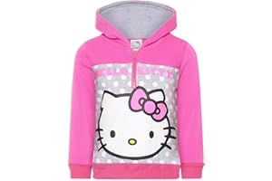 Hello Kitty Sanrio Girls Zip Up Hoodie for Toddlers and Big Girls - White, Red, Grey, Pink, Blush Pink, Hot Pink or Rainbow