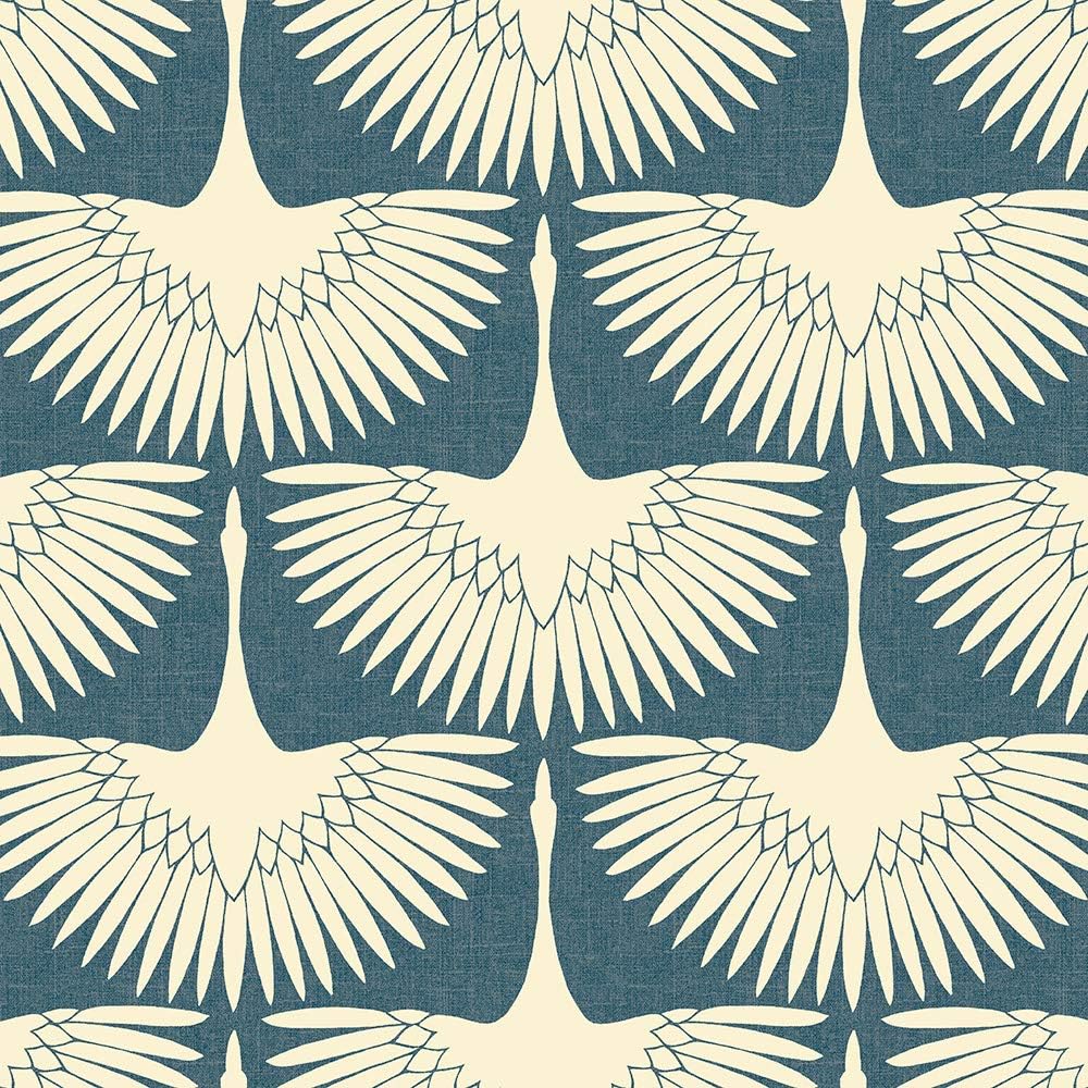 Tempaper FE14027 Feather Flock Removable Peel and Stick Wallpaper, 28 sq. ft, Denim Blue