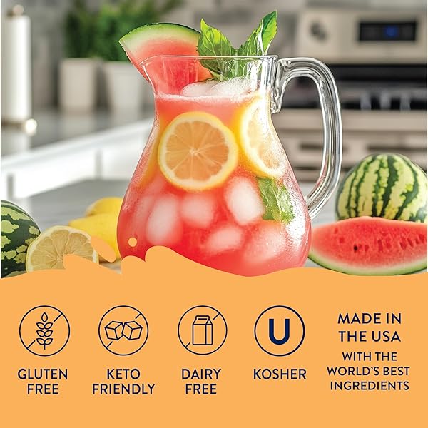 JORDAN’S SKINNY MIXES SUGAR FREE SYRUP, WATERMELON LEMONADE, FRUIT FLAVORED WATER ENHANCER, DRINK MIX ICED TEA, LEMONADE, DRINKS, LOW CALORIE WATER FLAVORING, DAIRY & GLUTEN FREE, KOSHER, 25.4 FL OZ