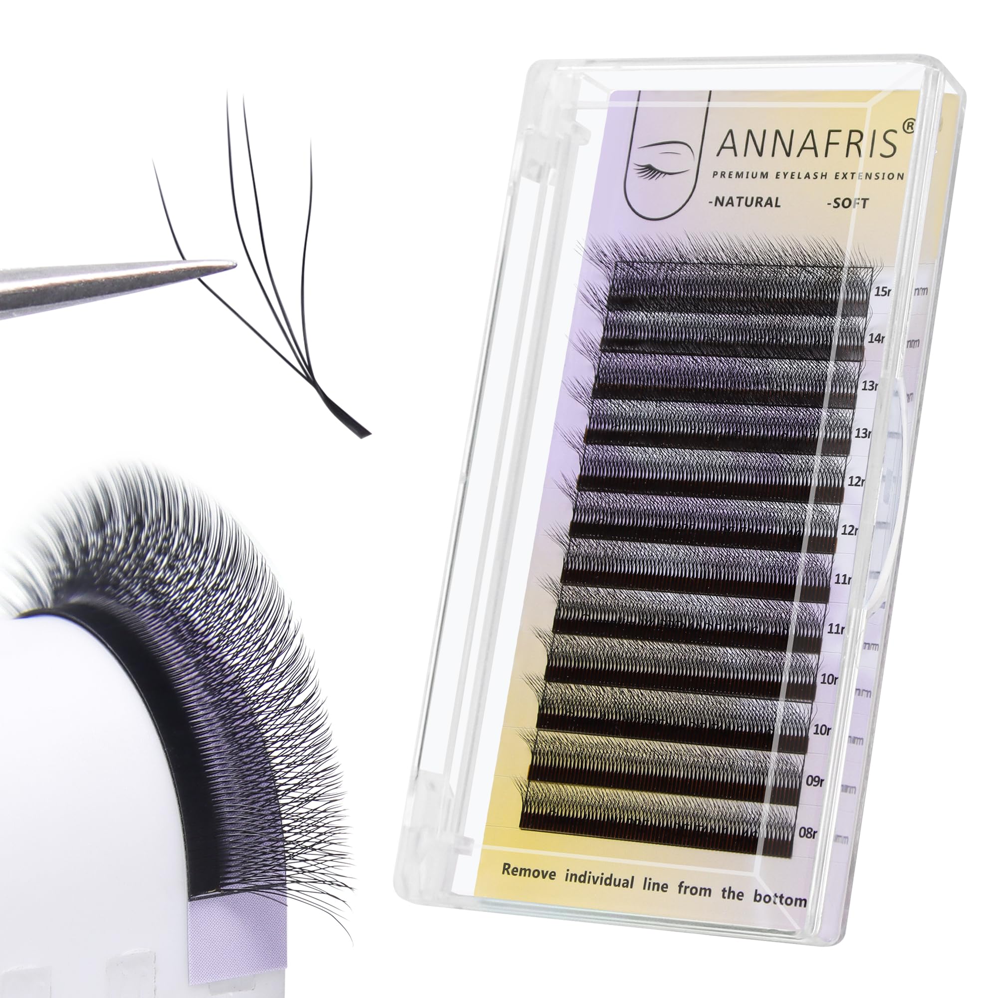 ANNAFRIS Eyelash Extension 4D Camellia W Lashes 0.07 LU 9-13mm Mix Premade Fans Eyelashes Volume Lash Extension(Camellia-4DW 0.07LU 9-13mm)