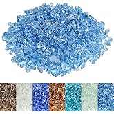 Skyflame High Luster 10-Pound Regular Fire Glass for Fire Pit Fireplace Garden Landscaping Pacific Blue 1/4" Size