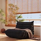 Bean Bag Chair, Fireside Chair, Large Bean Bag Chair for Adults, Bean Bag Chairs for Teens with High-Resilience Foam, Non-Slip Base Floor Lounge Sofa,Living Room (Black, Single)