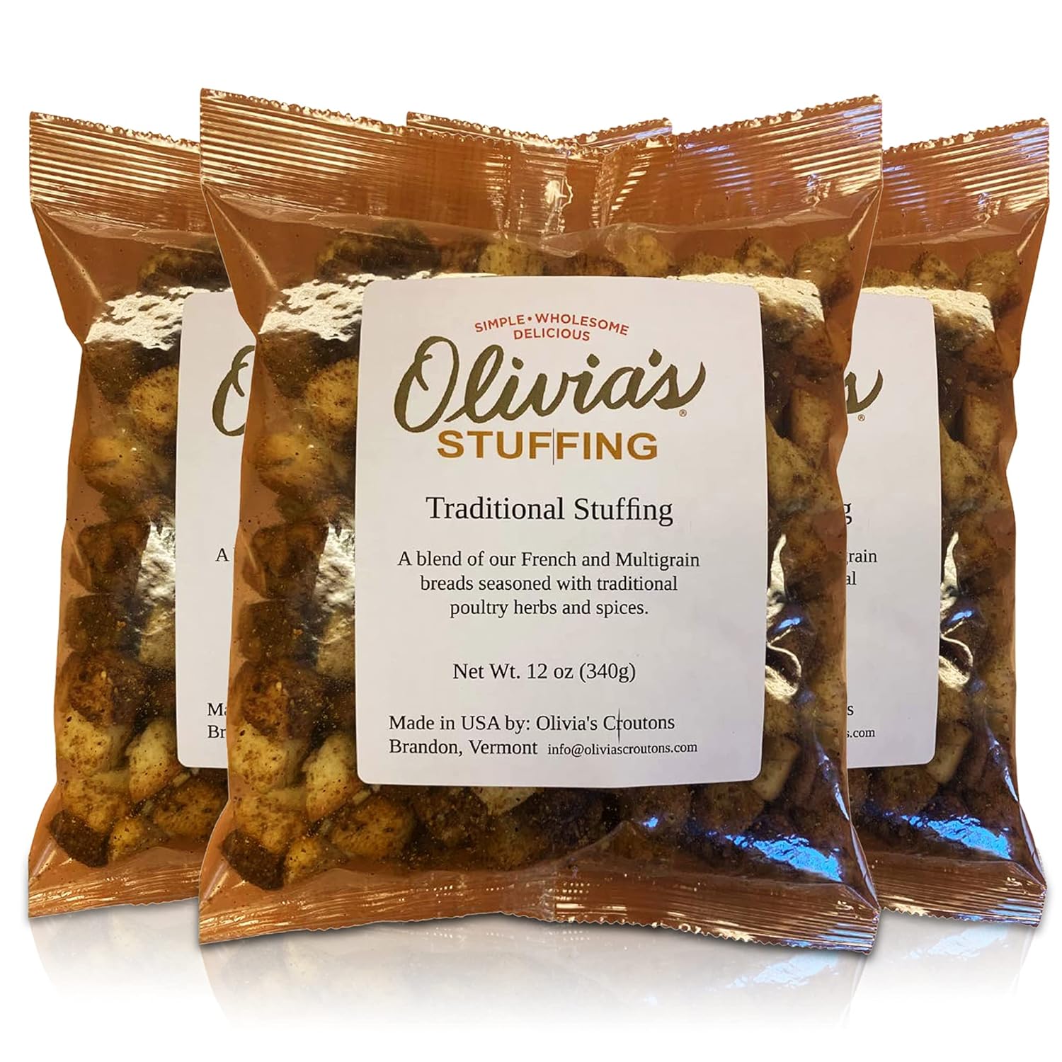 Amazon Com Olivia S Croutons Traditional Stuffing 3 Pack Vegan Stuffing Natural Stuffing Mix Crouton Bread Cubes Vegetarian Stuffing Mix Stuffing 12 Oz Grocery Gourmet Food