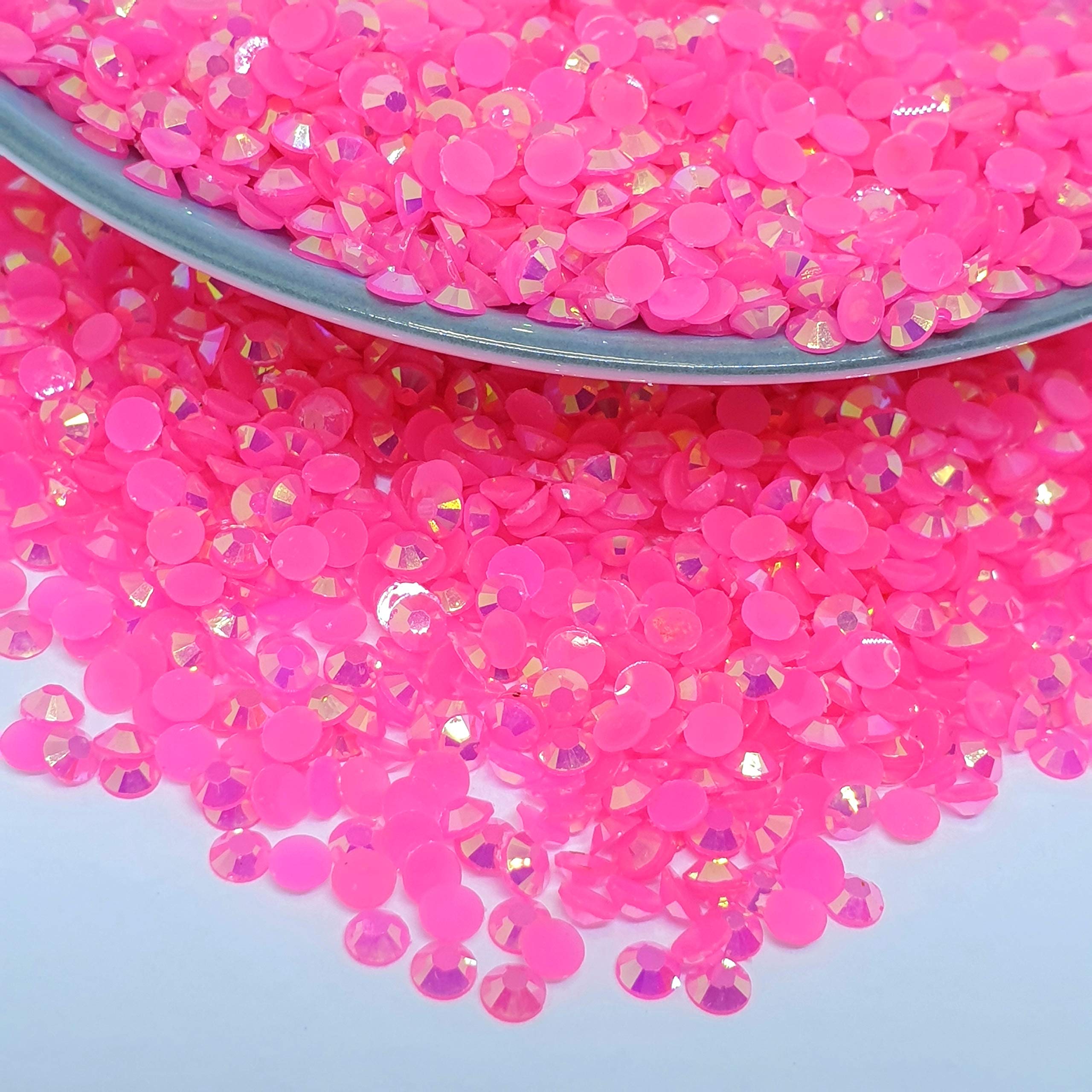 MajorCrafts® 4000pcs 2.5mm ss8 Bright Pink AB Flat Back Round Resin Rhinestones Nail Art and Crafts Embellishment Gems C74