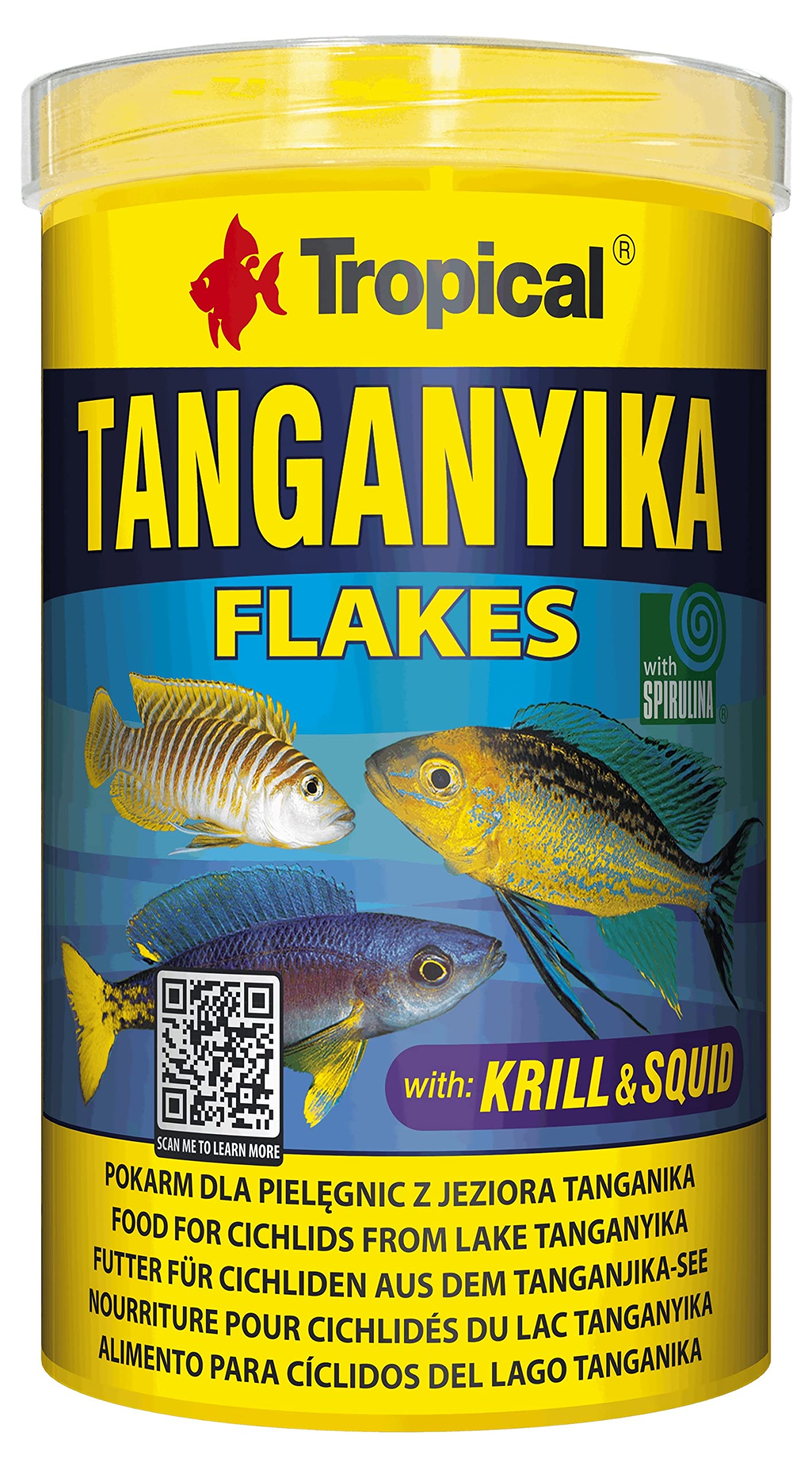 TANGANYIKA 1000ml / 200g - premium flakes food for fish, carnivorous cichlids from lake tanganyika