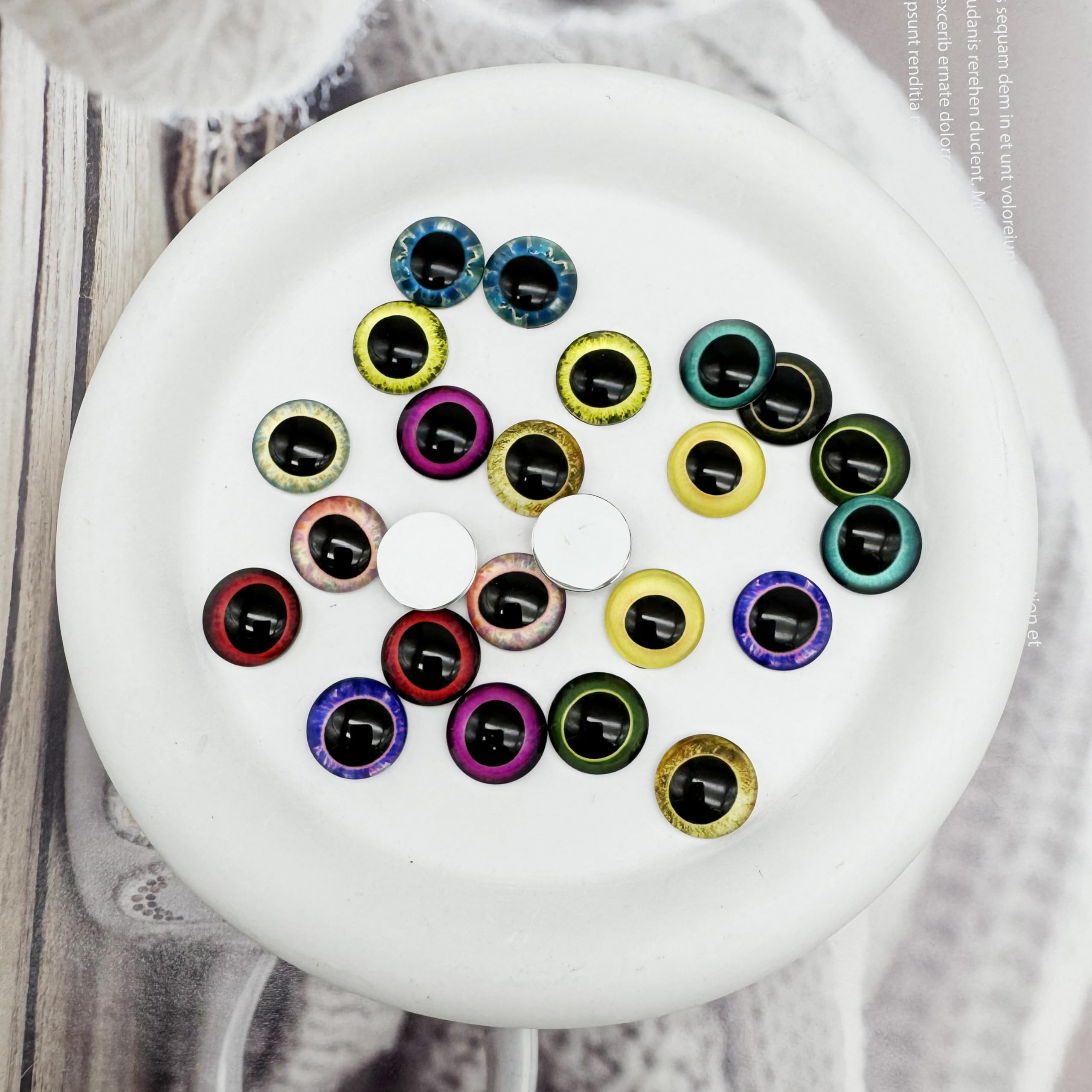 20 Pairs 18mm Owl Bird Glass Eyes for Art Dolls Sculptures Props Masks Fursuits Jewelry Making Taxidermy Flatback