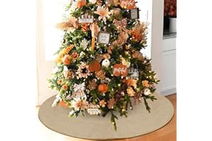 yuboo 48" Burlap Fall Tree Skirt, Rustic Farmhouse Jute Linen Xmas Tree Skirt for Fall Farmhouse Thanksgiving Decorations Ornaments