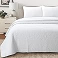 Cozy Line Home Fashions Bailee Matelasse Medallion Solid White 100% Cotton Bedding Quilt Set, Reversible Luxury Chic Bedspread Coverlet (Medallion White, Queen - 3 Piece)