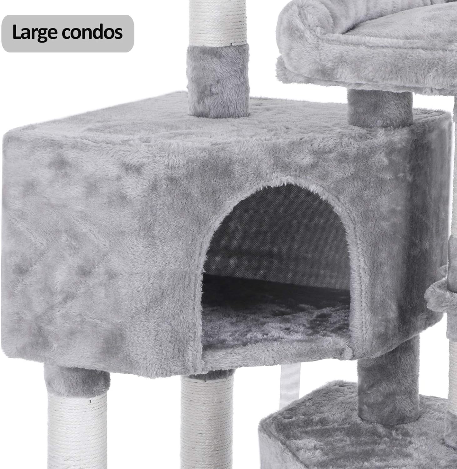 BEWISHOME Multi-Level Cat Tree Condo with Sisal Scratching Posts, Perches, Houses, Hammock and Baskets, Cat Tower Furniture Kitty Activity Center Kitten Play House Light Grey MMJ05G : Pet Supplies
