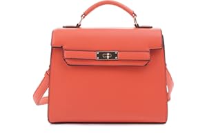 EVVE Women's Top Handle Satchel with Detachable Strap Small Pebbled Leather Fashion Crossbody Bag