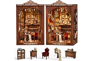 Sagiterra Book Nook Kit，DIY Miniature Dollhouse Kit for Adults and Teens，3D Wooden Tiny House for Family and Friends，Bookshelf Decor in Halloween/Christmas（Book Store） (Twilight Library)