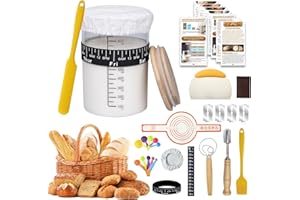 SAGOOITS 34oz Sourdough Starter Kit, Large Capacity Glass Sourdough Starter Jar, Reusable Starter Set of Sourdough Bread Baking Supplies with 13 Essential Yeast Starter Tools (Yellow)
