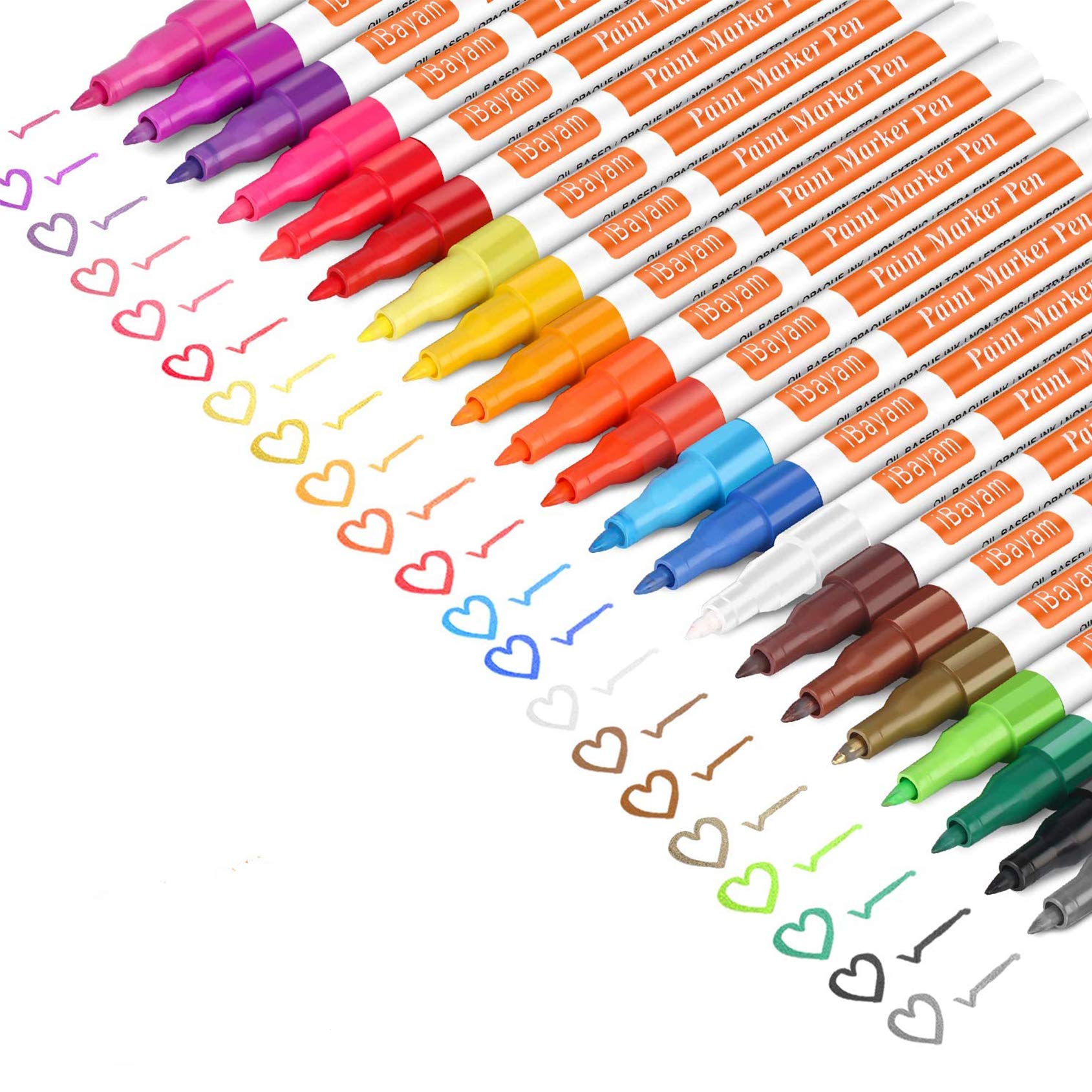 Acrylic Paint Marker Pens, 21 Colors Oil Based Painting Markers for
