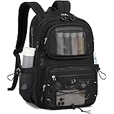 MUSEVOS Mesh Backpack, Heavy Duty See Through Backpack Ultra-Lightweight Net Bookbag Breathable Transparent Bookbag for School Beach Sports Gym Travel, Black