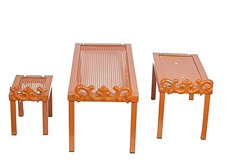 Metal Roots Plant Stand Wrought Iron Teakwood Pot Holder Brown Set of 3