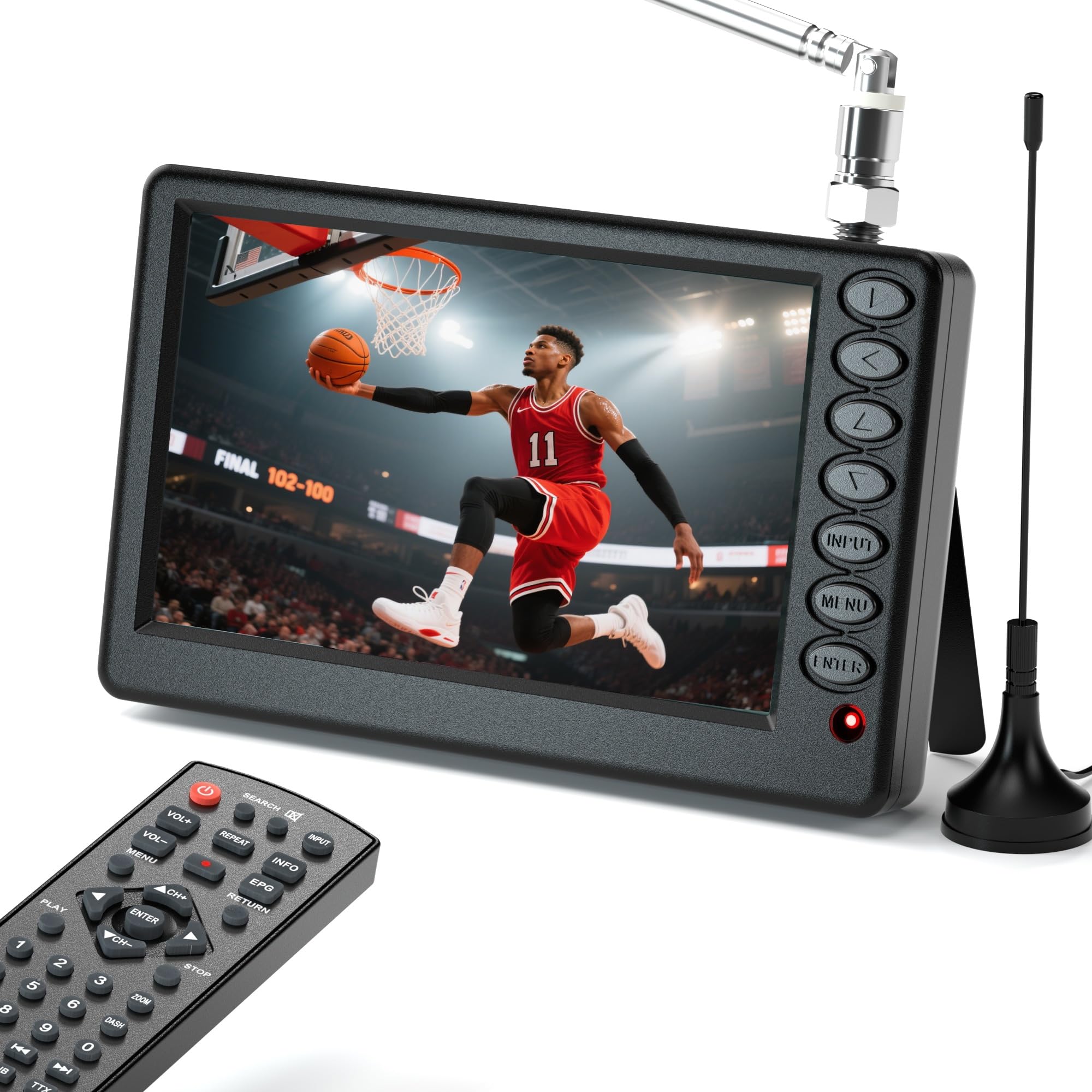 5 Inch Portable TV, 1080P Battery Operated Mini TV, Small Pocket TVs with Remote, Digital/Analog ATSC, USB Port & TF Card Slot, Rechargeable & Retro for Home Kitchen Camping Car Travel