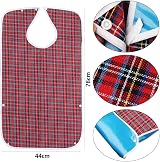 kuou Adult Bibs 3 Pack Red Green Blue Washable Elderly Dining Bibs view 3