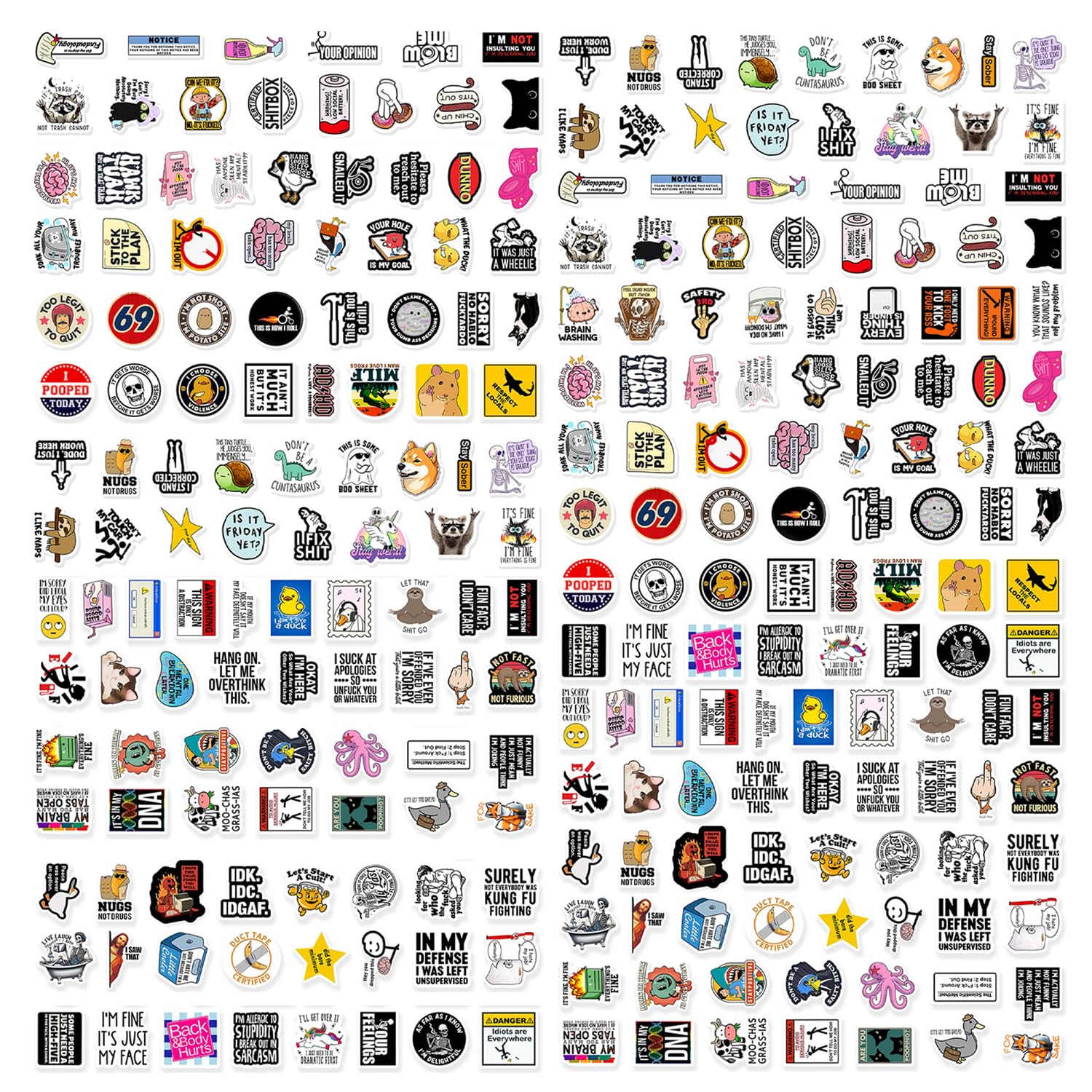 260 Fun Waterproof Stickers, Multi-Color PVC Material, Cool and Funny Patterns, DIY Decoration Accessories, Can Decorate Water Cups, Computers, Suitcases.