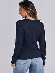 ANRABESS Womens Long Sleeve Cable Knit Sweater 2025