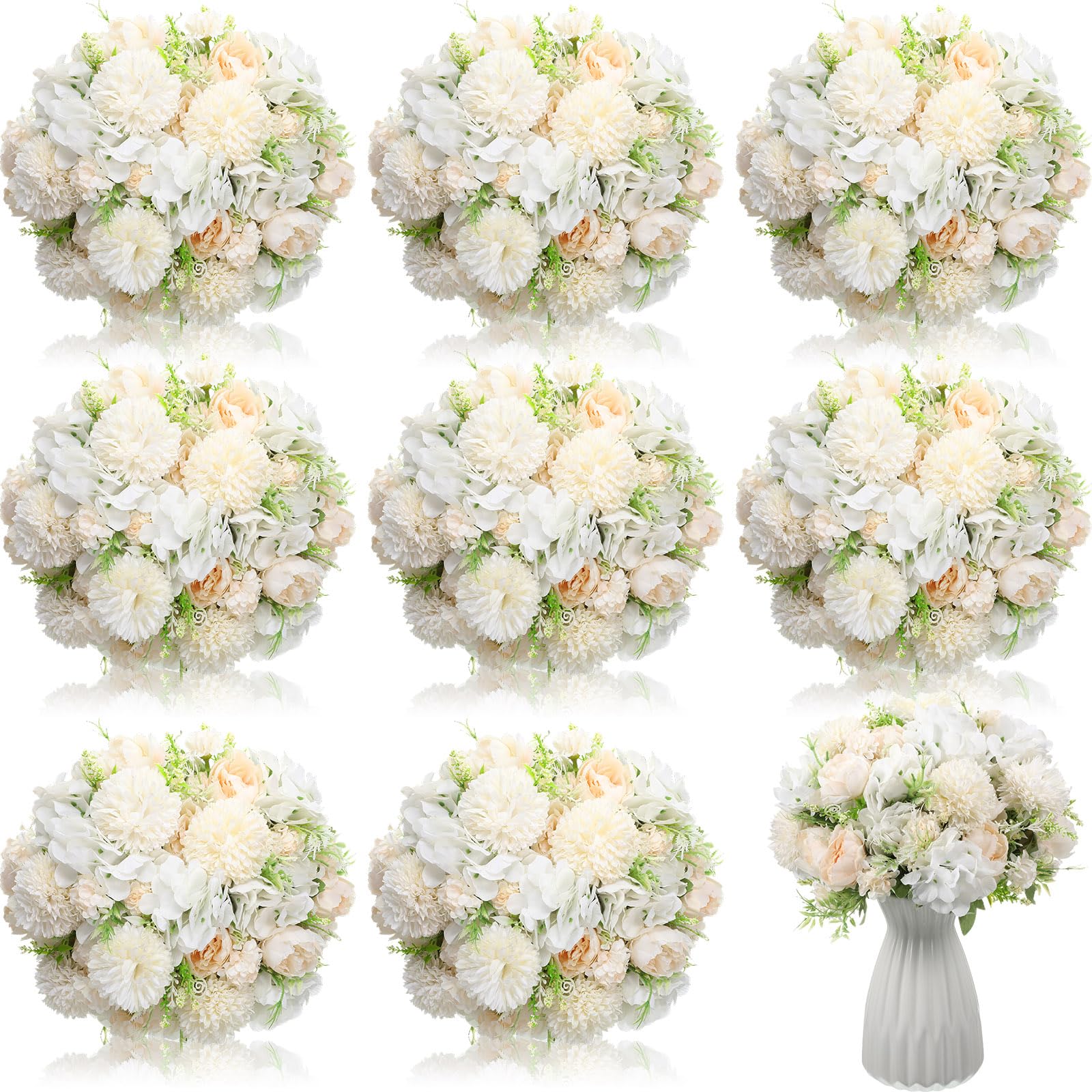 Photo 1 of Tigeen Artificial Flowers Artificial Peonies Silk Flowers Faux Peony Fake Peony Silk Hydrangea Bouquet for Wedding Table Centerpiece Floral Vase Decor(White,24 Bundles)