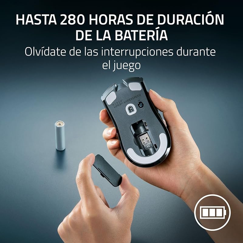Razer viper v3 hyperspeed ​​​​wireless esports mouse (sensor óptico focus pro 30k, até 280 horas de vida útil da bateria, interruptores mecânicos de mouse gen-2, pesquisa real de 4000 hz) preto