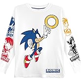 SEGA Boys Sonic The Hedgehog Long Sleeve T-Shirt Graphic Crewneck Tee Little Big Boys