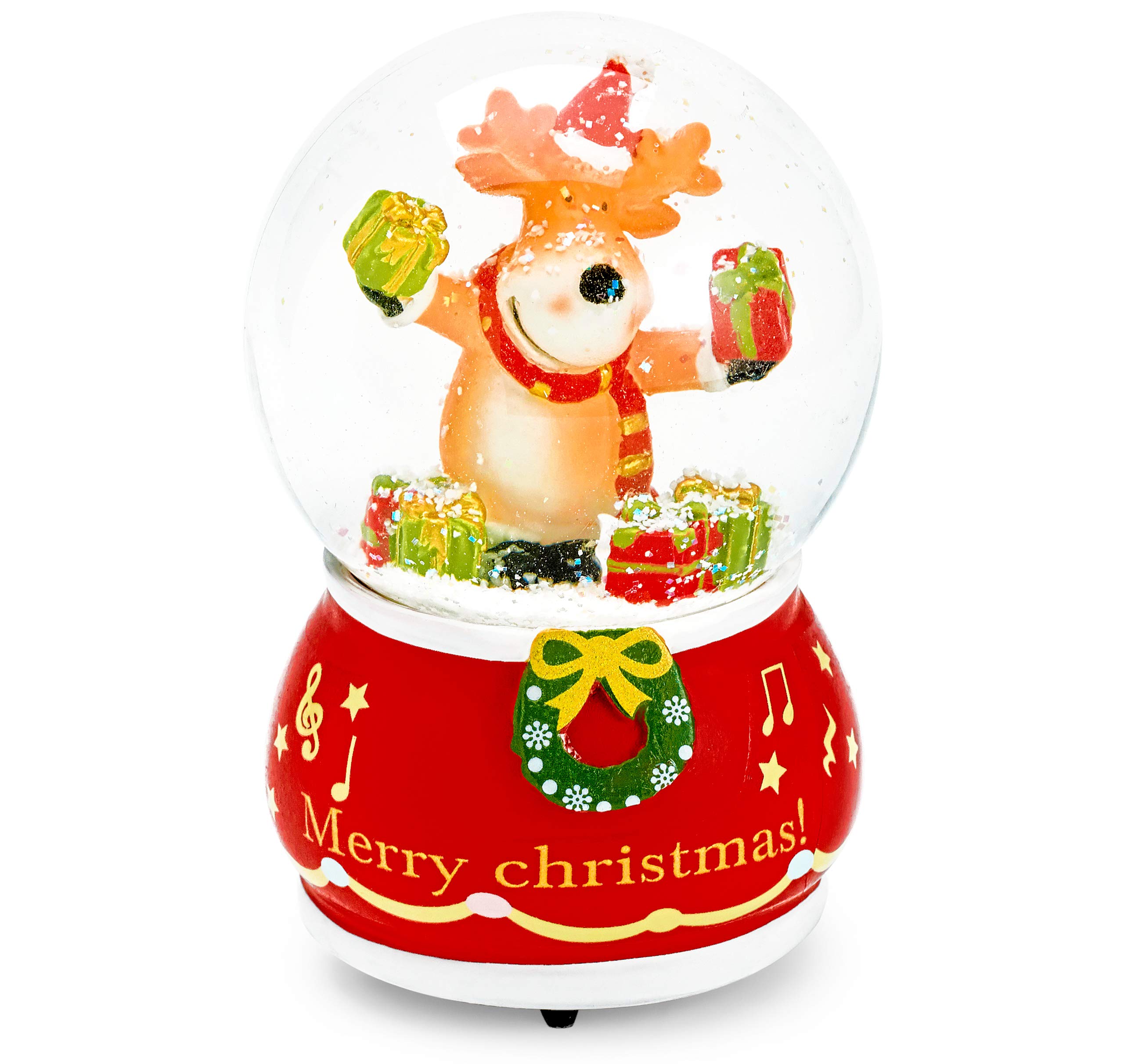 Mousehouse Gifts - Christmas Snow Globe with Musical Rudolph Tune, Glass Musical Globe for Family Joy
