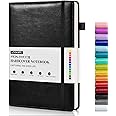 Ansopu Lined Journal Notebook for Writing, A5 100 GSM Thick Paper, Leather Hardcover Journal for Woman Men, Travel Journal Diary 160 Pages(5.75'' X 8.38'' Black)