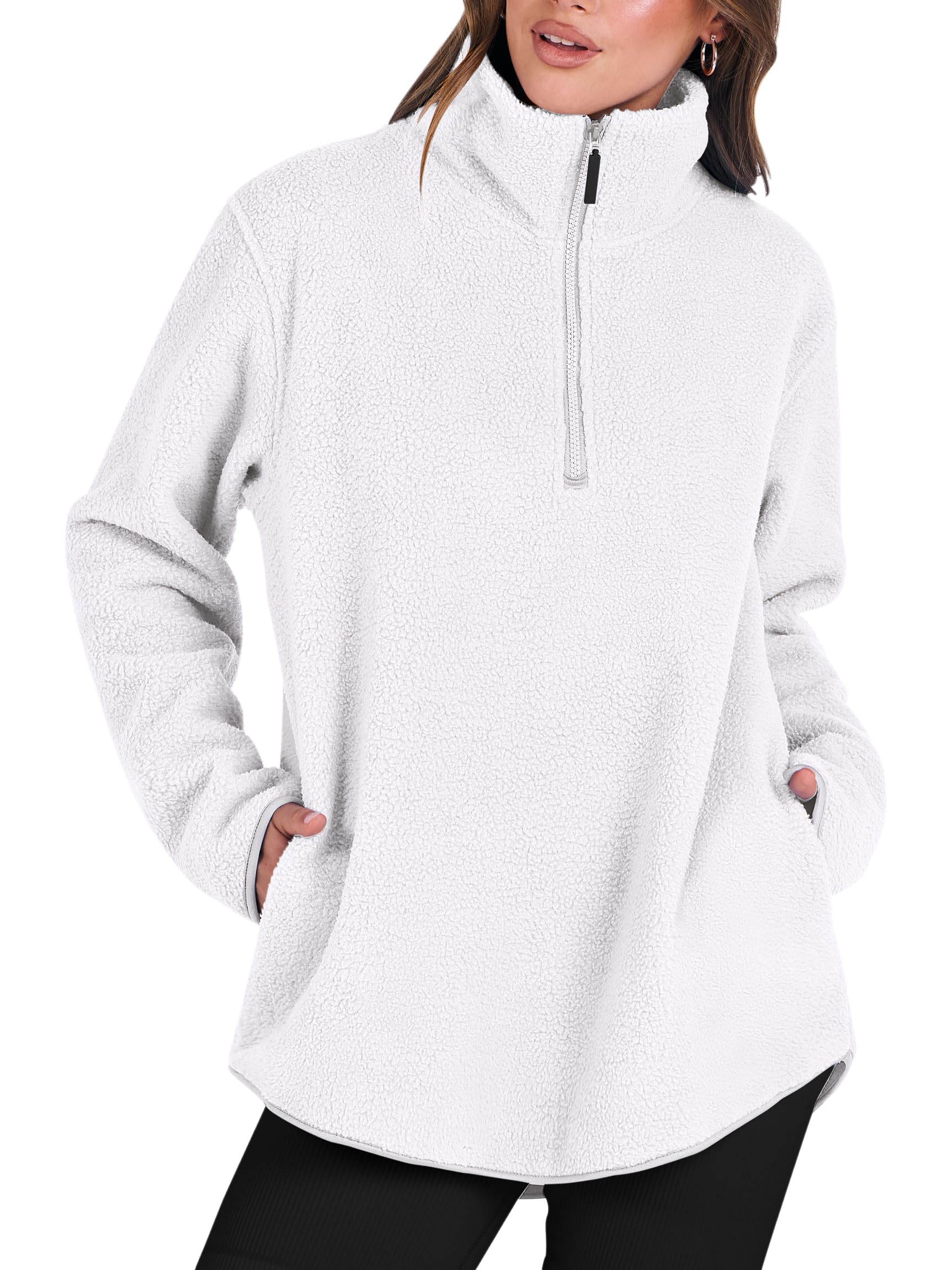 Pullover Sweatshirts For Women ANRABESS Women's Sherpa Pullover
