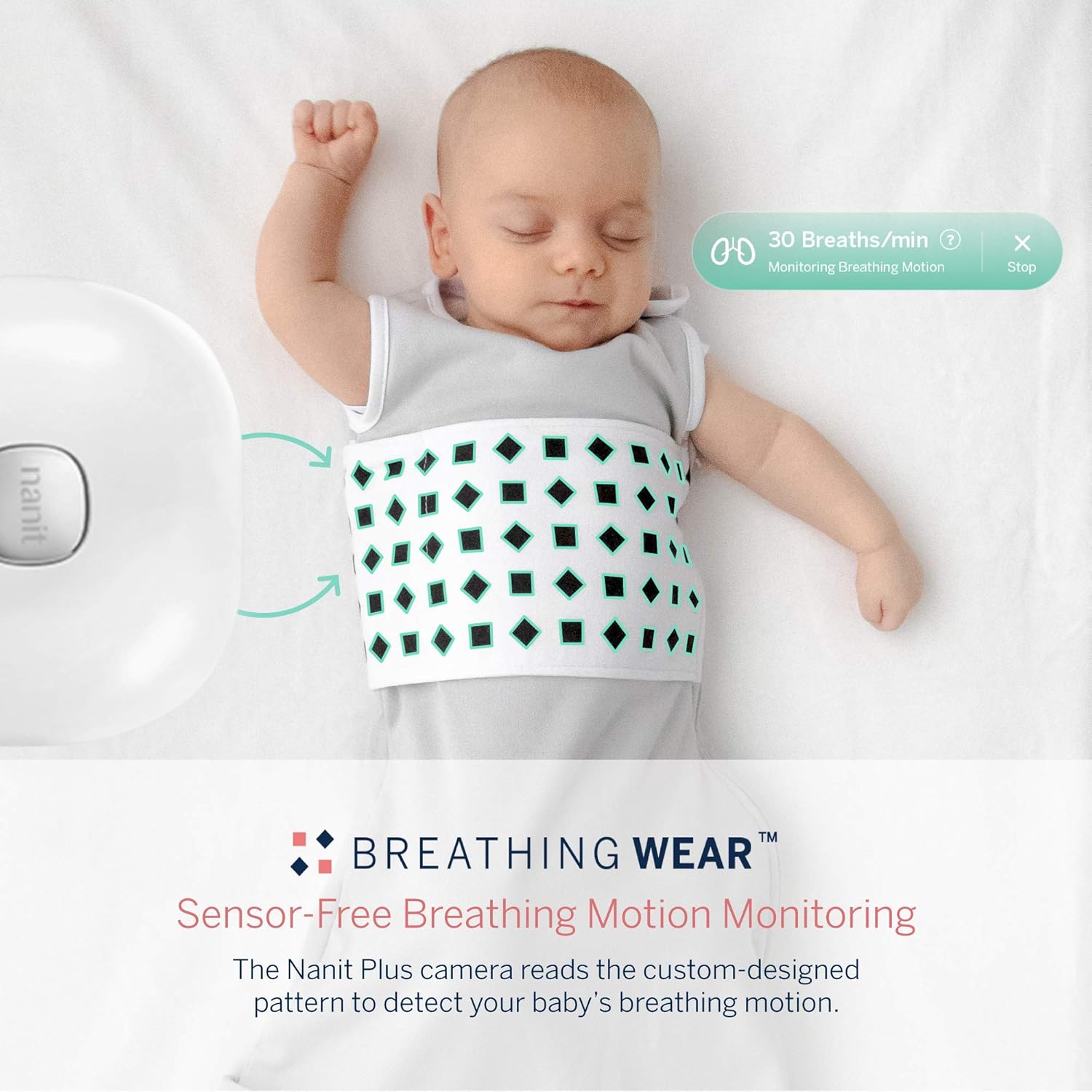 nanit breathing band over sleep sack