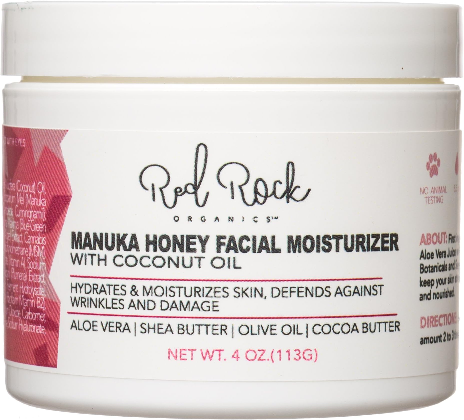 Red Rock Organics Natural Anti Aging Facial Moisturizer – Organic Manuka Honey – Men Women (64 oz)