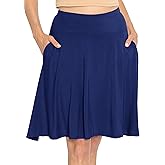 STRETCH IS COMFORT Women's and Plus Knee Length and MIDI A-Line Skirt w/Pockets