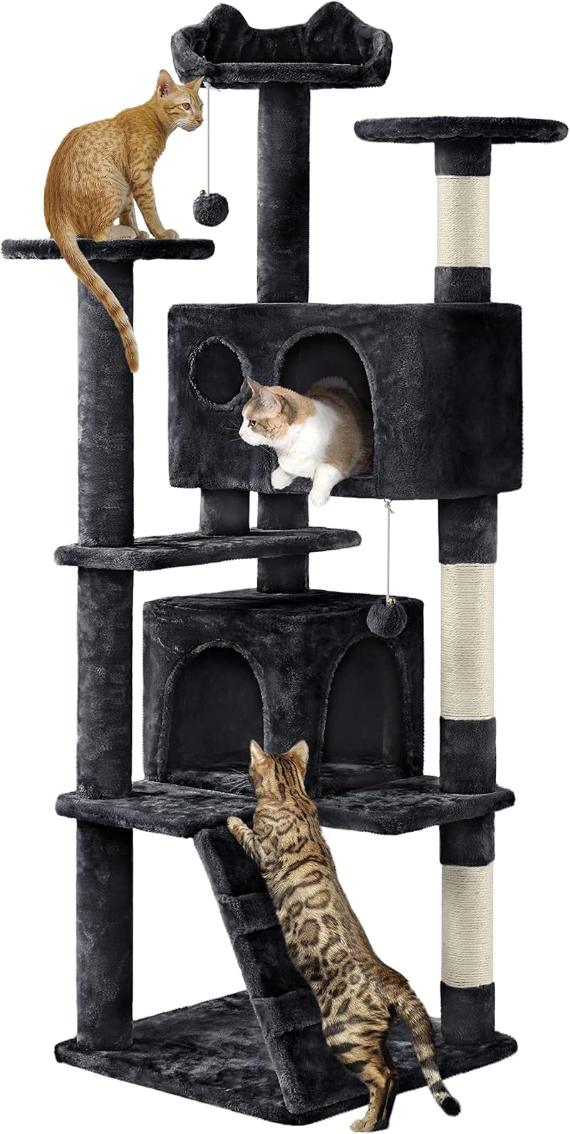 Yaheetech Cat Tree 158cm Cat Tower with Scratching Posts and 2 Houses