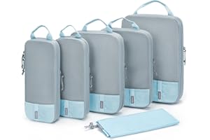 BAGSMART 6 Set Compression Packing Cubes - Lightweight Travel Essentials, Durable Luggage Organizer